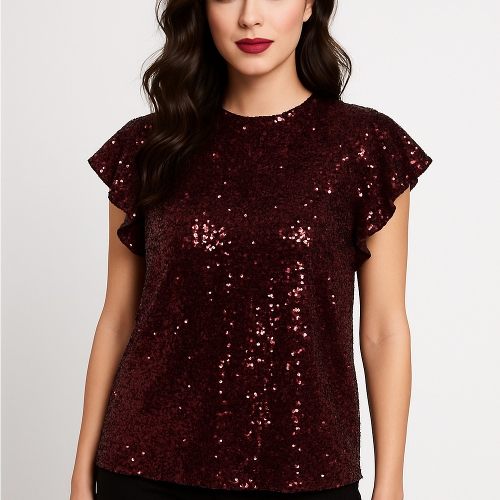 DR2 Burgundy‎ Sequin Blouse